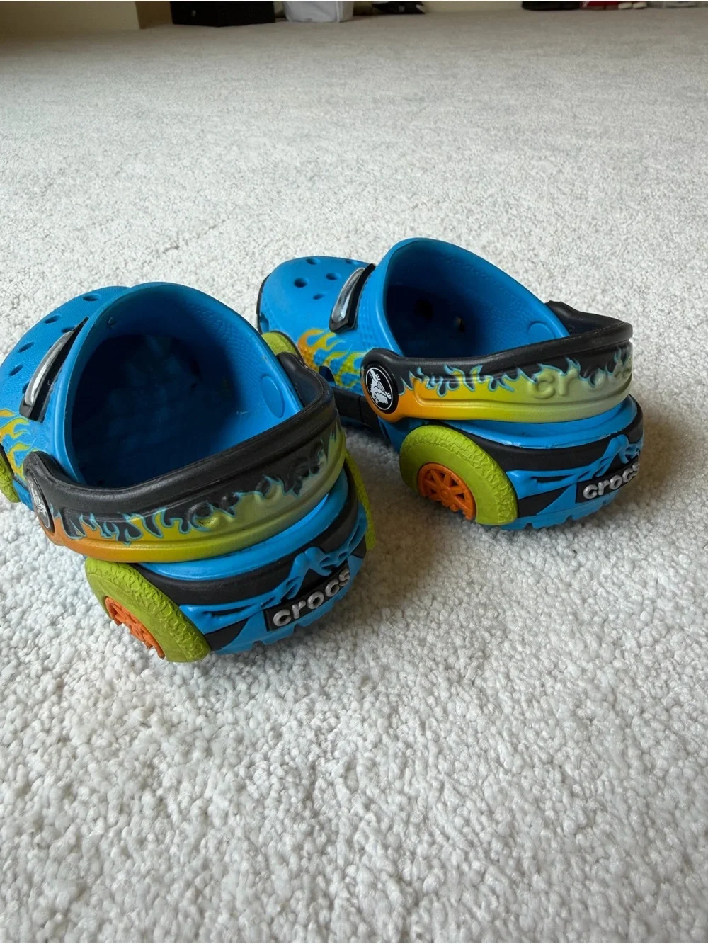 Kids Blue Flame monster truck crocs